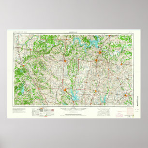 Sherman TX Topo Karte Poster
