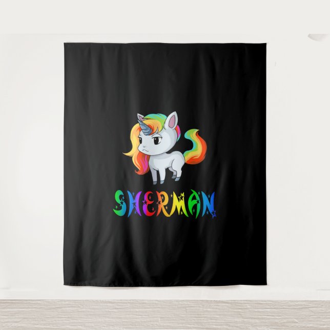 Sherman Unicorn Wandteppich (Vorderseite)