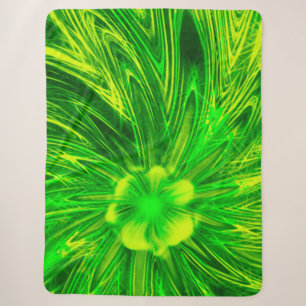 Sherpa Blanket Abstrakt Lines Green Blume Sherpadecke