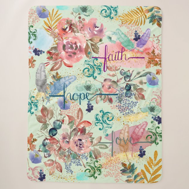 Sherpa Blanket Faith Hope Liebe Sherpadecke (Vorderseite)
