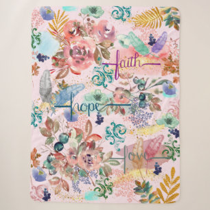 Sherpa Blanket Faith Hope Liebe Sherpadecke