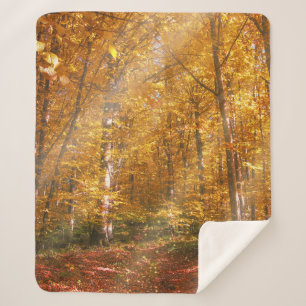 Sherpa Blanket Herbstwald Gold Rennen Sherpadecke