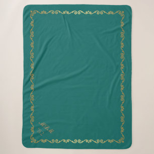 Sherpa Blanket-Jade Aquamarine Monogramme Sherpadecke