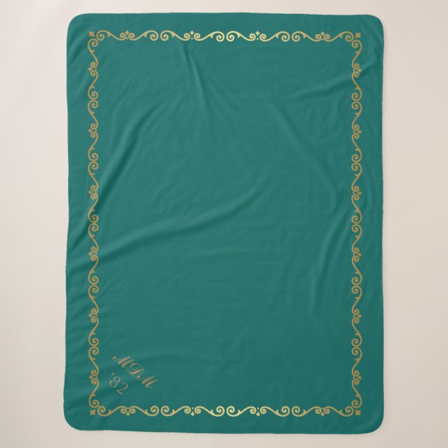 Sherpa Blanket-Jade Aquamarine Monogramme Sherpadecke (Vorderseite)