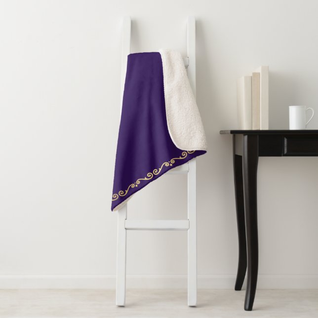 Sherpa Blanket-Large-Lila & Gold Scroll Print Sherpadecke (Beispiel)