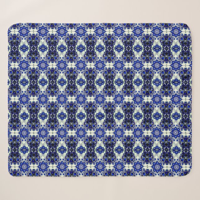 Sherpa Blanket mit blauweißem Farbdesign Sherpadecke (Vorderseite (Horizontal))
