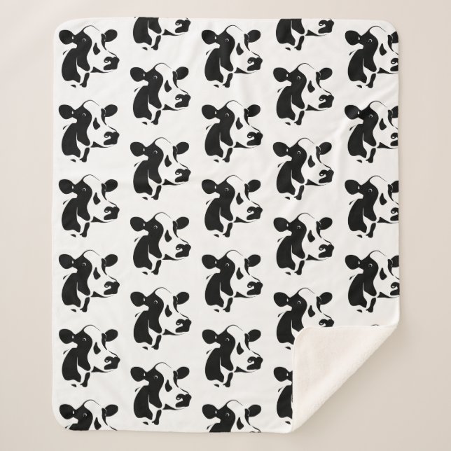 Sherpa Blanket-Schwarz und Weiße Kuh Sherpadecke (Vorderseite)