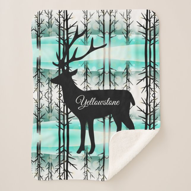 Sherpa Blanket-Yellowstone Hirsch Sherpadecke (Vorderseite)