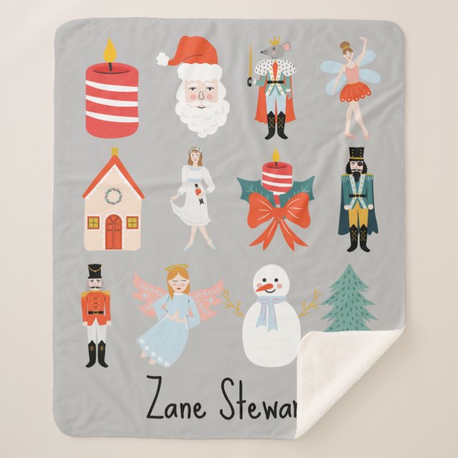 Sherpa Casse-Noisette Thème Noël Couverture personnalisée (Devant)