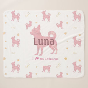 Sherpa Couverture avec silhouette de chihuahua rose paste