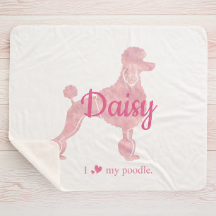 Sherpa Couverture avec silhouette de Poodle rose pastel p
