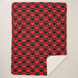 Sherpa couverture de coeurs noir et rouge