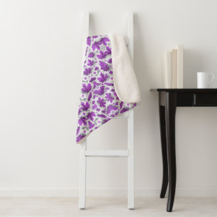 Sherpa Couverture de feuilles d'érable violettes