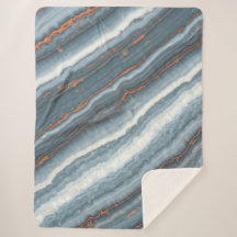 Couverture en marbre bleu, blanc et cuivre