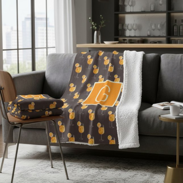 Sherpa Couverture en molleton Monogram Aperol Spritz  (Créateur téléchargé)