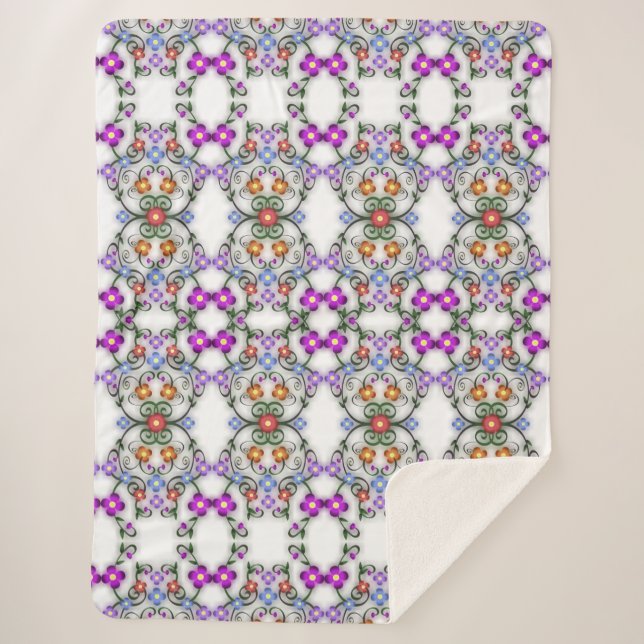 Sherpa couverture fleurie ornementale (Devant)