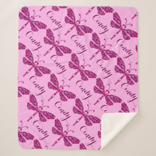 Sherpa Couverture motif de libellule de nom rose personna