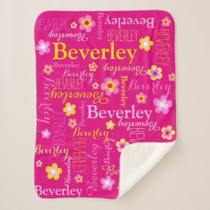 Sherpa Couverture nommée de fleur de filles jaunes roses