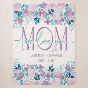 Sherpa Couverture personnalisée pour maman aux fleurs bla