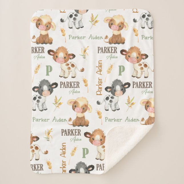 Sherpa Couverture pour bébé de vache personnalisée | Sher (Devant)