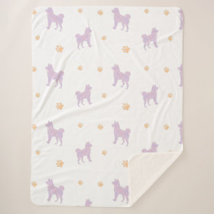 Sherpa Couverture Shiba Inu – Cadeau Minimal Lavande 