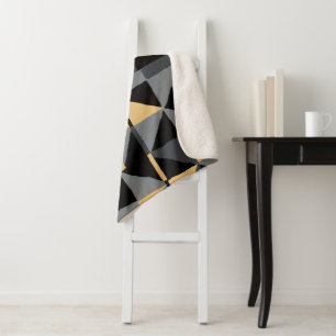 Sherpa-Decke Geometrie Schwarz, Grau und Gold Sherpadecke