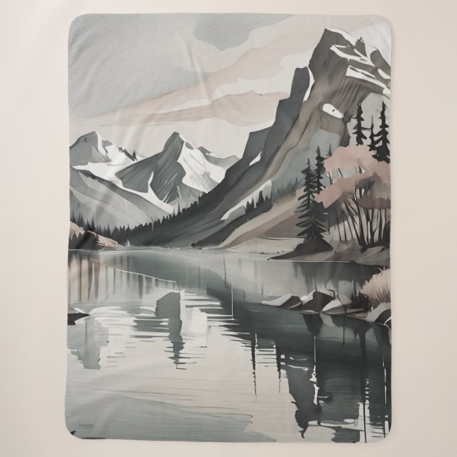 Sherpa Decke T-SHIRT Bergsee Szene Grafik Sherpadecke (Vorderseite)