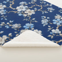 Élégante couverture jetée à motif floral bleu