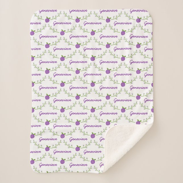 Sherpa Filles Purple Nom Floral Couverture (Devant)