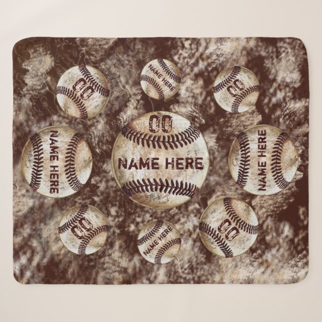 Sherpa-Fleece Personalisiert Baseball-Blanken Sherpadecke (Vorderseite (Horizontal))