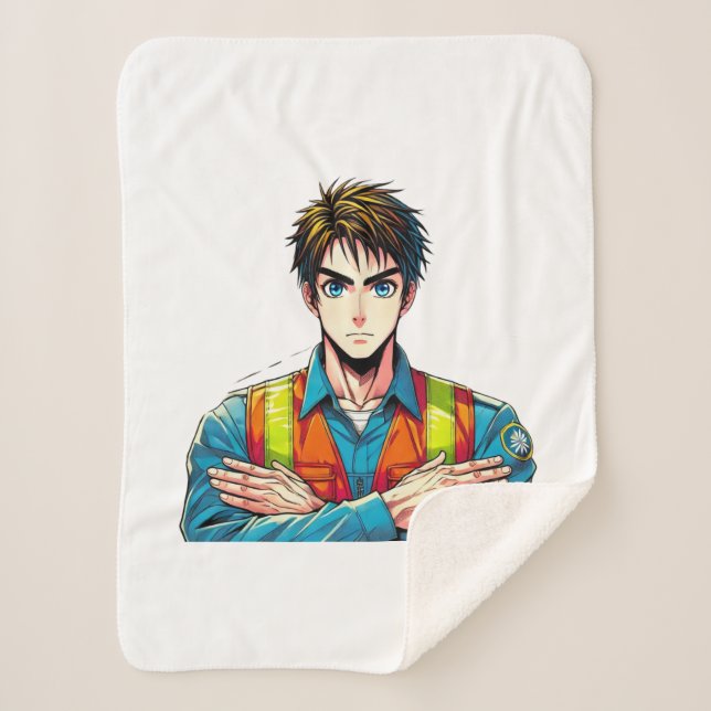 Sherpa-Fleecedecke mit Manga-Sicherheitsfachmann Sherpadecke (Vorderseite)