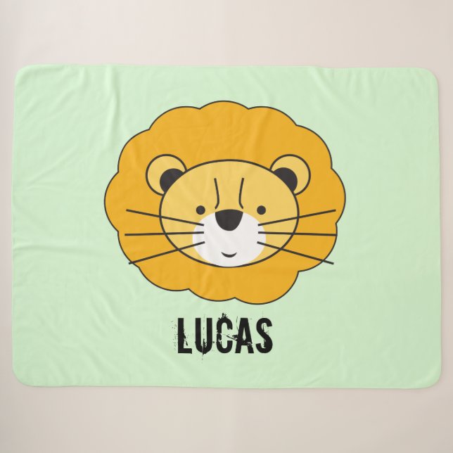 Sherpa Green Personnalisé mignon lion couverture bébé (Devant (Horizontal))