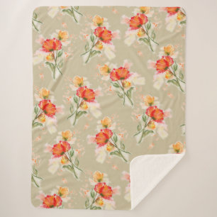 Sherpa Jolie conception de fleur aquarelle sur couverture