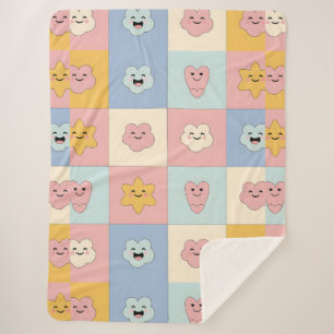 Sherpa Jolie couverture en patchwork pastel