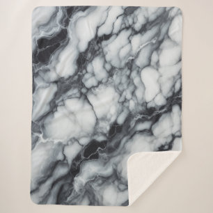 Sherpa Luxueuse couverture en plastique noir & Marbre bla