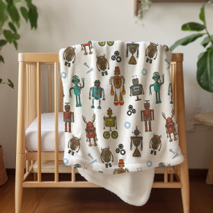 Sherpa Mignon motif de robot pour enfants couverture Sher