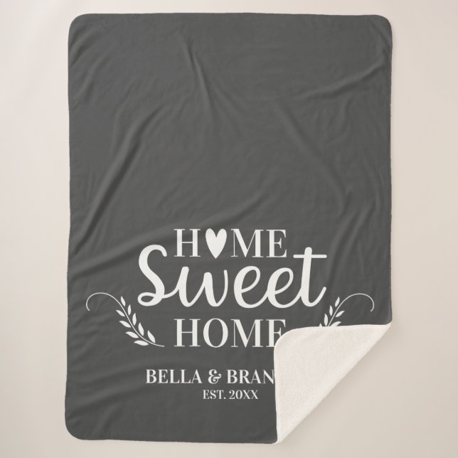 Sherpa Monogramme gris moderne Nom Couverture (Devant)