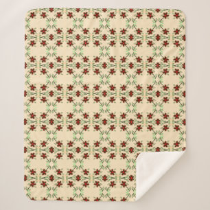 Sherpa Une couverture fleurie avec rouge et marron chocol