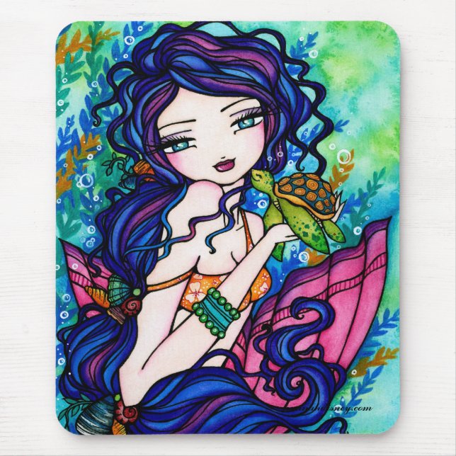 "Sherriella" Meerjungfrau-Fantasie-Fee-Schildkröte Mousepad (Vorne)
