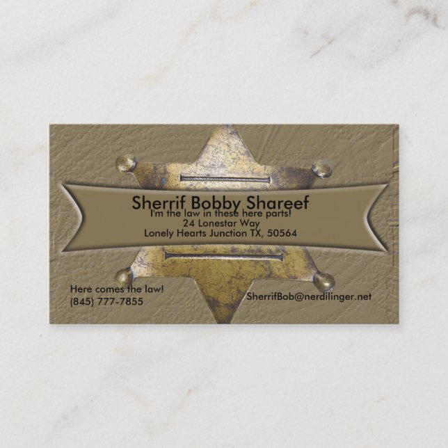 Sherrif Style Business Card Visitenkarte (Vorderseite)