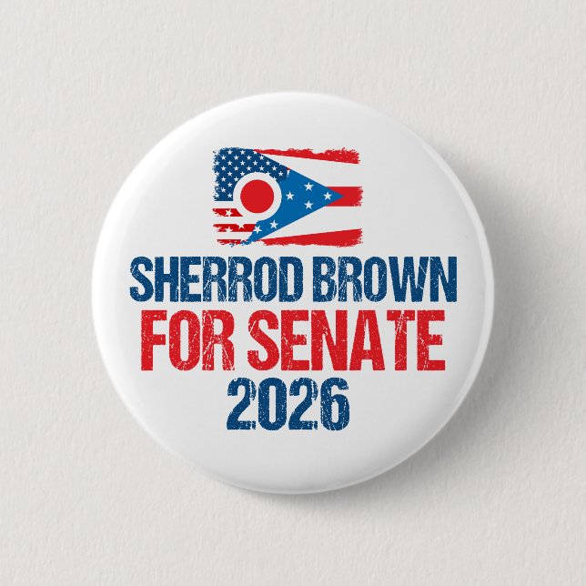 Sherrod Brown for Senate 2026 Election Ohio Flag Button (Vorderseite)