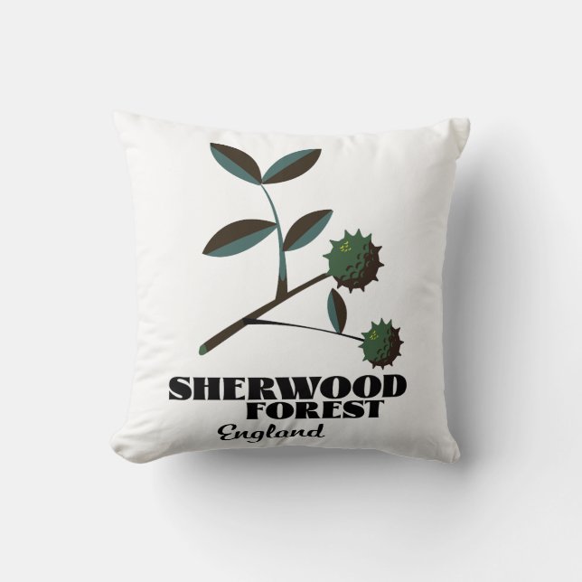 Sherwood Forest England Reiseplakat Classic Roun Kissen (Vorderseite)