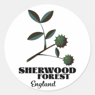 Sherwood Forest England Reiseplakat Runder Aufkleber