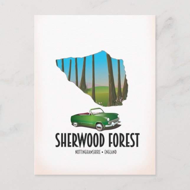 Sherwood Forest Nottinghamshire-Karte Postkarte (Vorderseite)