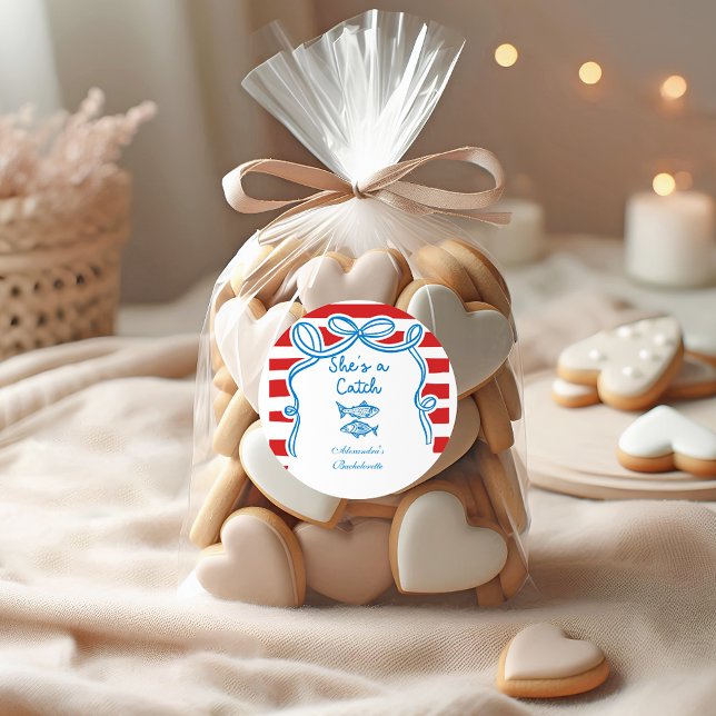 She's A Catch Bachelorette Runder Aufkleber (Von Creator hochgeladen)