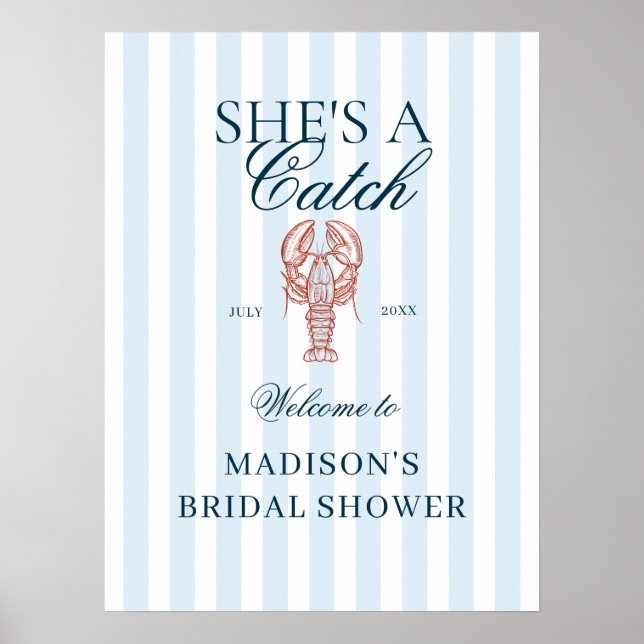 She's a catch Lobster Bridal Shower Welcome Poster (Vorne)
