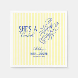 She's A Catch Lobster Coastal Bridal Shower Serviette