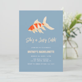 She's A Lucky Catch Koi Fish Blue Bachelorette Einladung