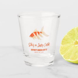 She's A Lucky Catch Koi Fish Blue Bachelorette Schnapsglas