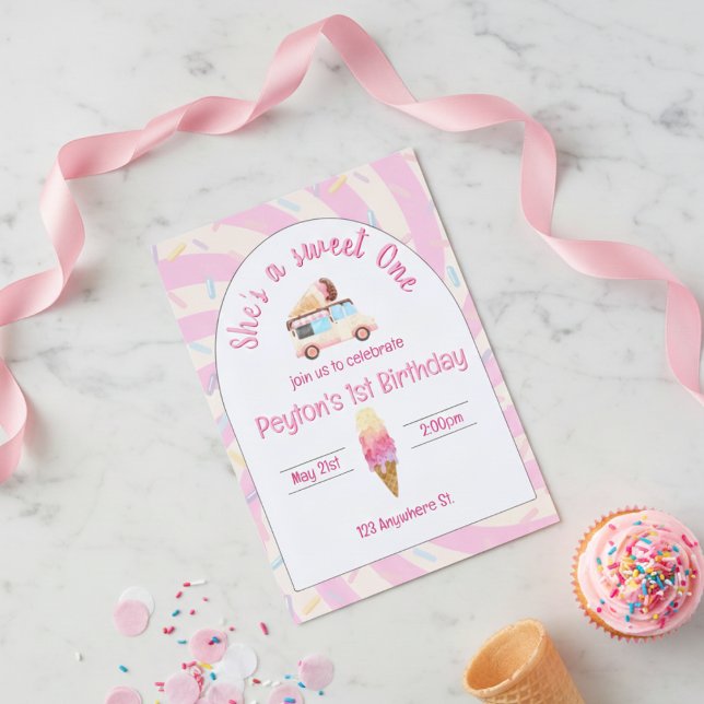 She's a sweet one! first birthday invitation (Créateur téléchargé)